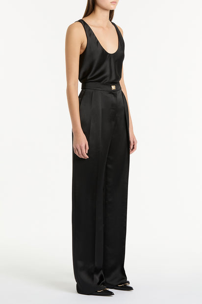 BLACK SATIN SCOOP CAMI