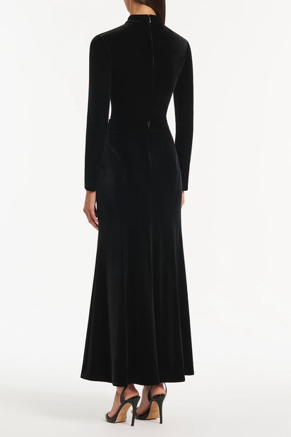 BLACK VELVET FLUTED PANEL SKIRT