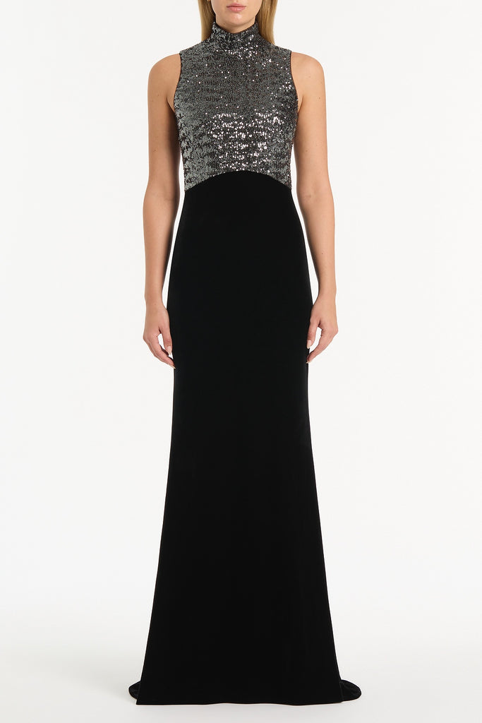 Black Halter Neck Sequined Fitted Dress main image 1
