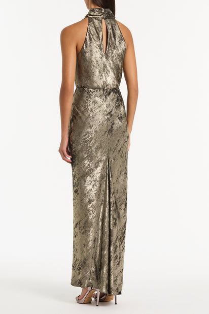 BURNISHED METALLIC HALTER TOP