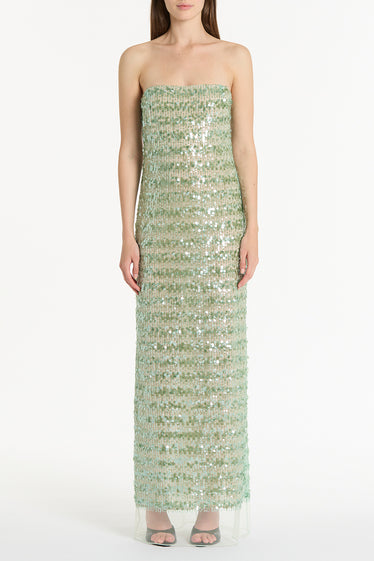 CELEDON SEQUIN STRAPLESS GOWN