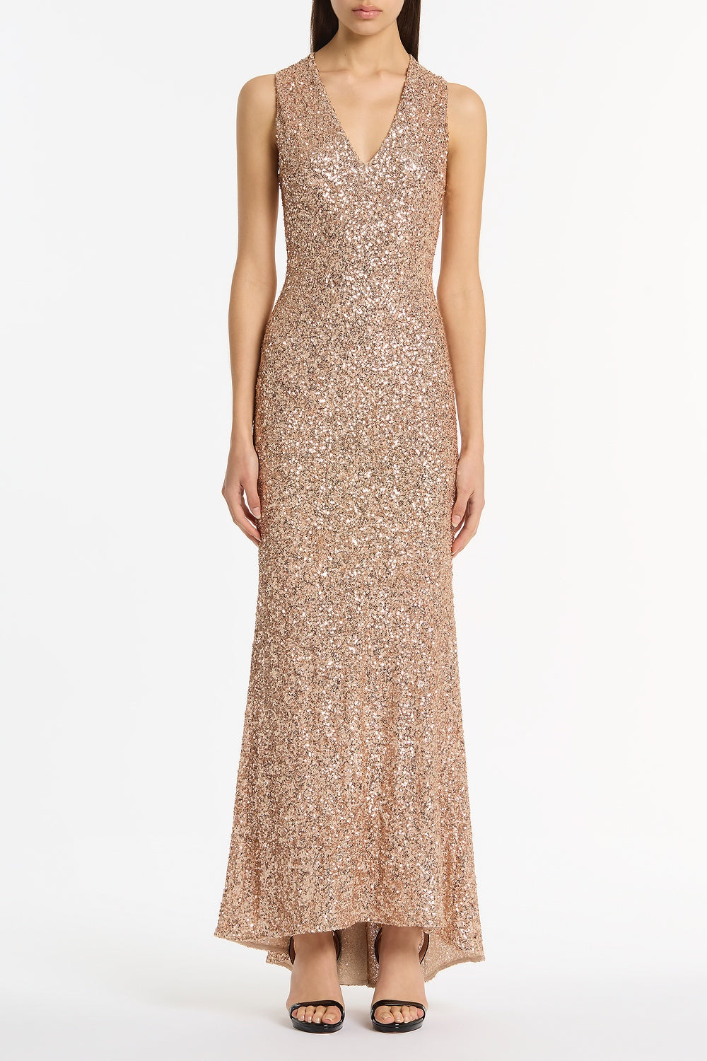 carla zampatti sequin dress Carla Zampatti Ivory Crushed Sequin Sleeved Gown Silver Size 4