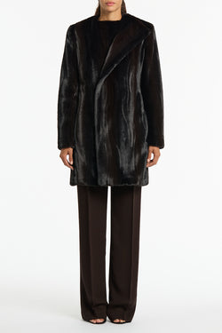 CHOCOLATE MORAY FAUX FUR COAT