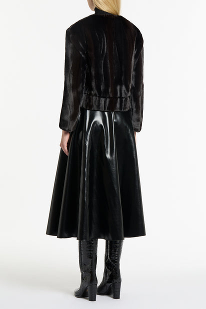 CHOCOLATE MORAY FAUX FUR JACKET