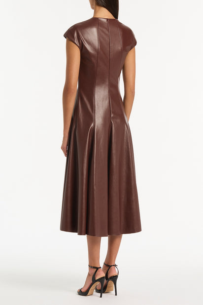 COCOA FAUX LEATHER PANEL DRESS