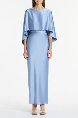 CORNFLOWER SATIN CAPE TOP