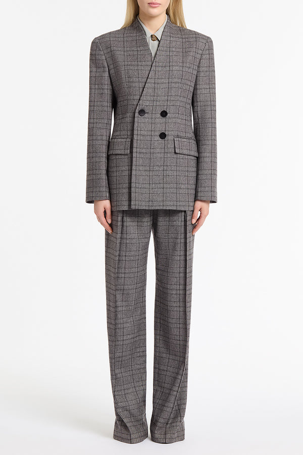 GREY ITALIAN PLAID WOOL BLAZER