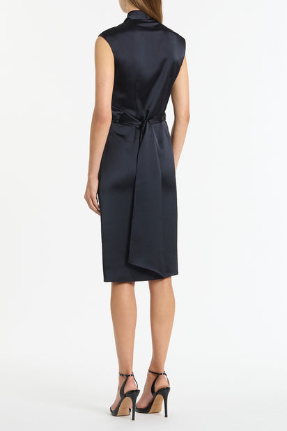 INK SATIN WRAP DRESS