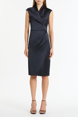 INK SATIN WRAP DRESS