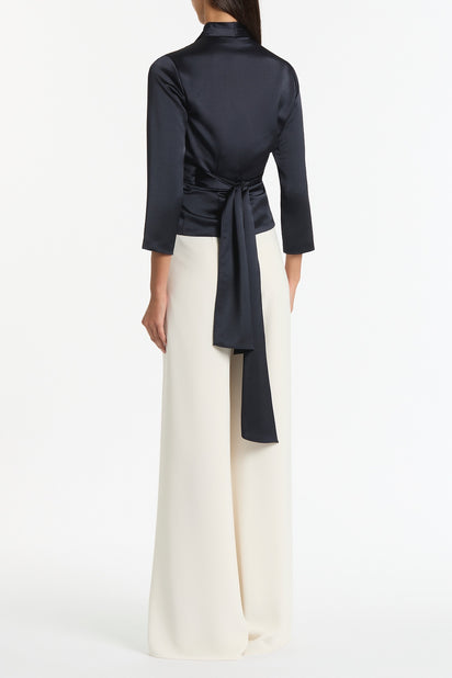 INK SATIN WRAP TOP