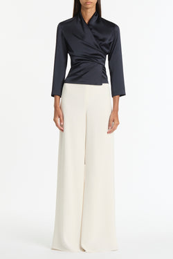 INK SATIN WRAP TOP