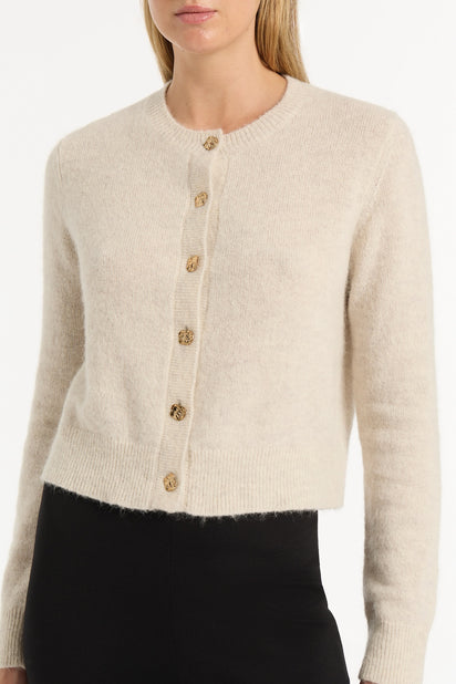 IVORY BRUSHED KNIT CARDIGAN