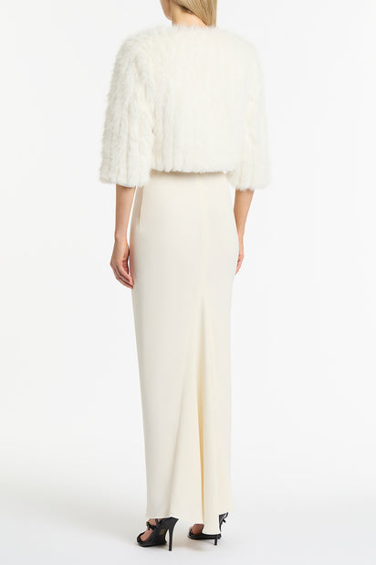 IVORY CREPE BIAS SKIRT