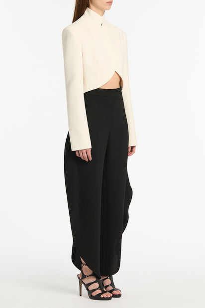 IVORY CREPE CROP JACKET