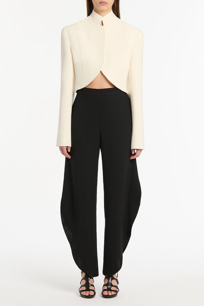 IVORY CREPE CROP JACKET