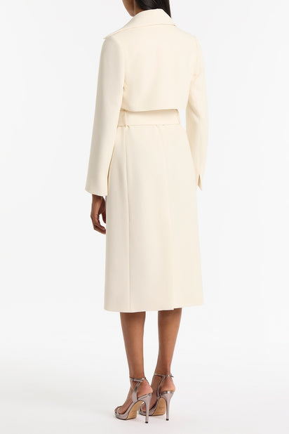 IVORY CREPE DOUBLE-BREASTED TRENCH COAT