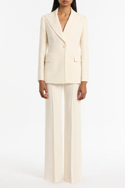 IVORY CREPE LONG LINE JACKET