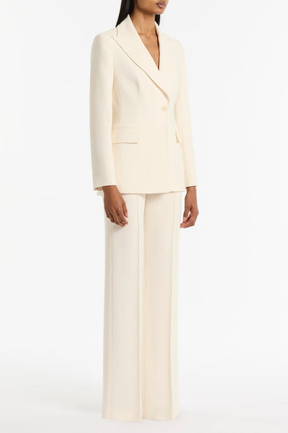 IVORY CREPE LONG LINE JACKET
