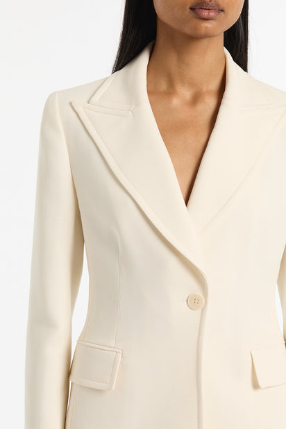 IVORY CREPE LONG LINE JACKET