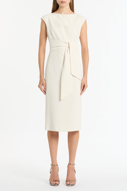 IVORY CREPE TIE FRONT DRESS