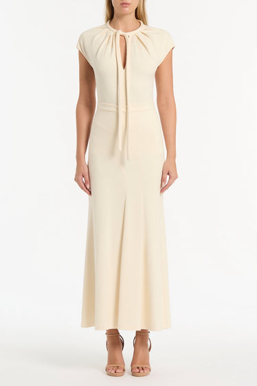 IVORY PONTE FLUTED PANEL SKIRT
