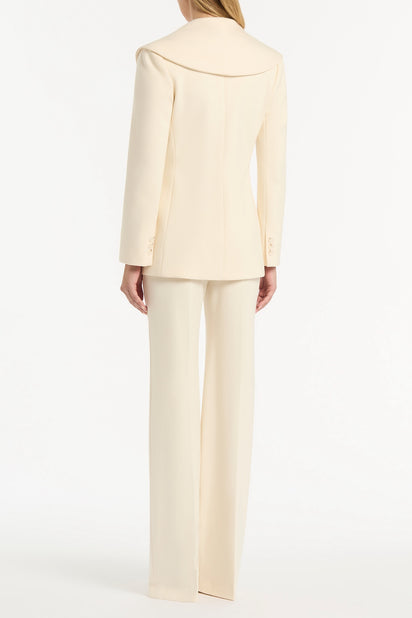 IVORY PONTE WIDE SHAWL COLLAR JACKET