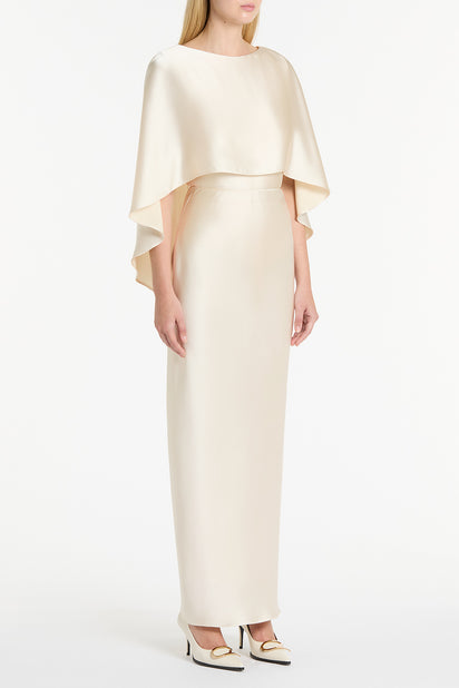 IVORY SATIN CAPE TOP