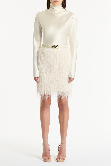 IVORY SATIN LONG SLEEVE TOP