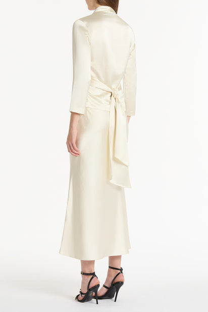 IVORY SATIN WRAP TOP