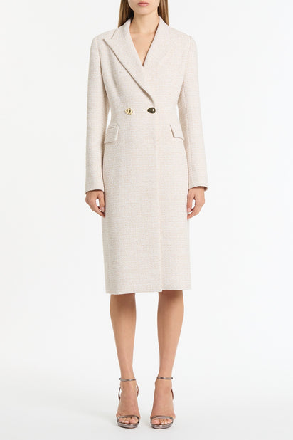 IVORY TWEED DOUBLE-BREASTED COAT