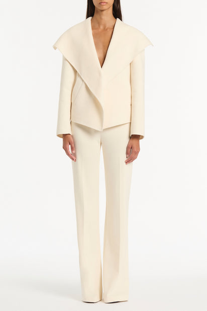 IVORY WOOL DRAPE FRONT JACKET