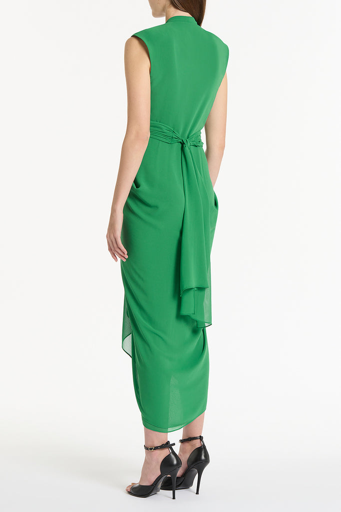 JADE GEORGETTE SLEEVELESS WATERFALL DRESS – Carla Zampatti