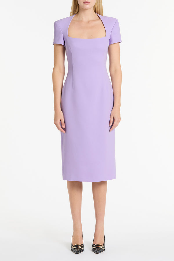 LILAC CREPE SQUARE NECK DRESS