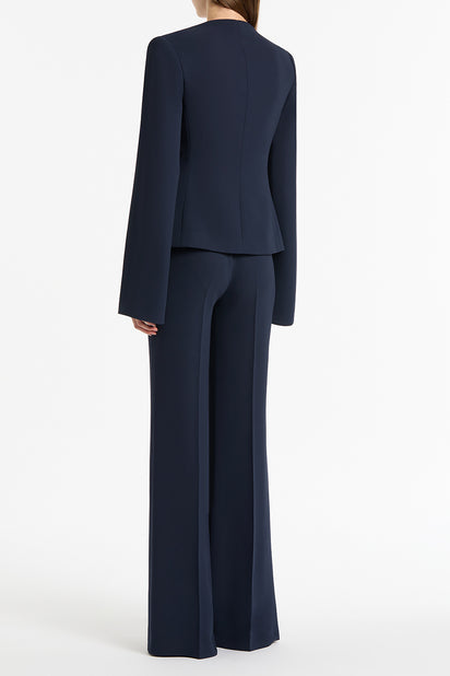 NAVY CREPE LOW WAIST PANT