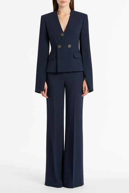 NAVY CREPE LOW WAIST PANT