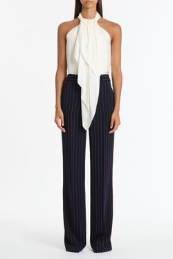 NAVY PINSTRIPE WIDE LEG PANT