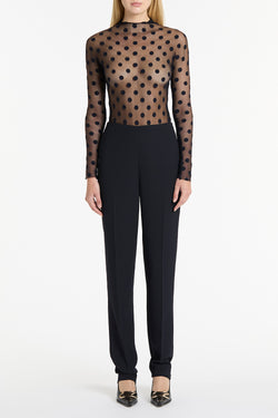 NAVY SPOT MESH BODYSUIT