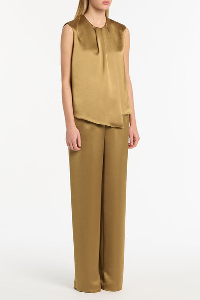 OLD GOLD LUSTRE SATIN ELASTIC PANT