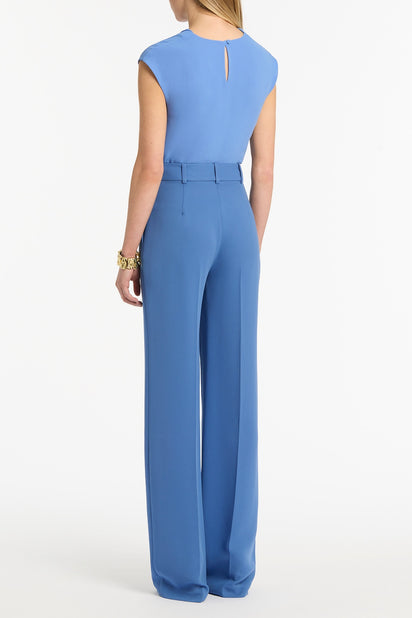 PACIFIC BLUE GEORGETTE CAP SLEEVE COWL TOP