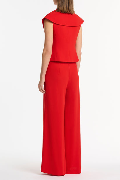 RED CREPE WRAP SLEEVELESS JACKET