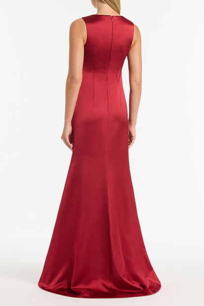 RIO RED SATIN CAPE DRESS
