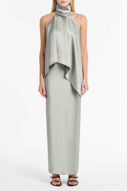 SILVER SATIN BIAS SKIRT