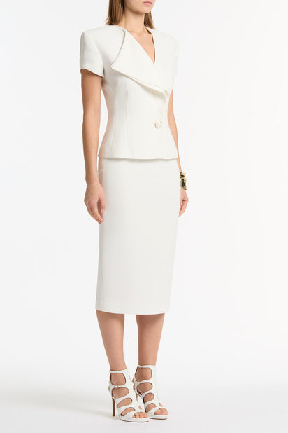 WHITE CREPE DOUBLE-BREASTED VEST