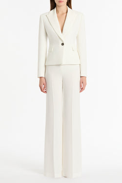 WHITE CREPE SINGLE BREASTED JACKET