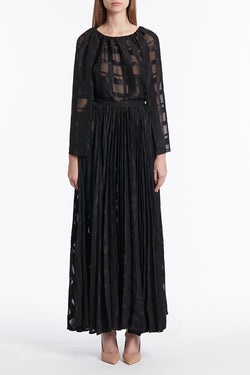 BLACK EYELASH CHECK PLEATED CIRCLE SKIRT