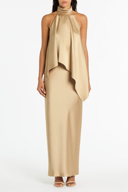 CHAMPAGNE SATIN BIAS SKIRT