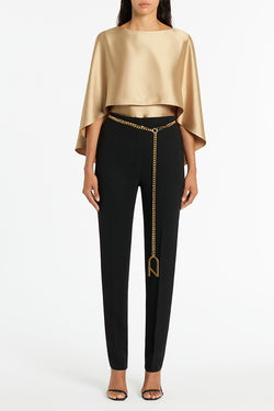 CHAMPAGNE SATIN CAPE TOP