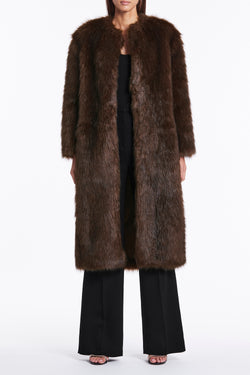 CHOCOLATE FAUX FUR HUG ME COAT