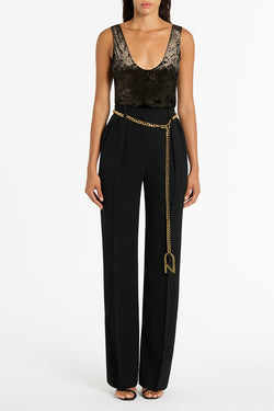 GOLD FOILED VELVET BODYSUIT