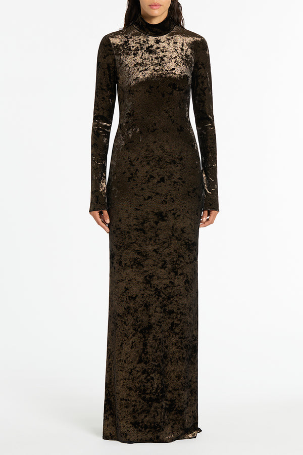 GOLD FOILED VELVET GOWN